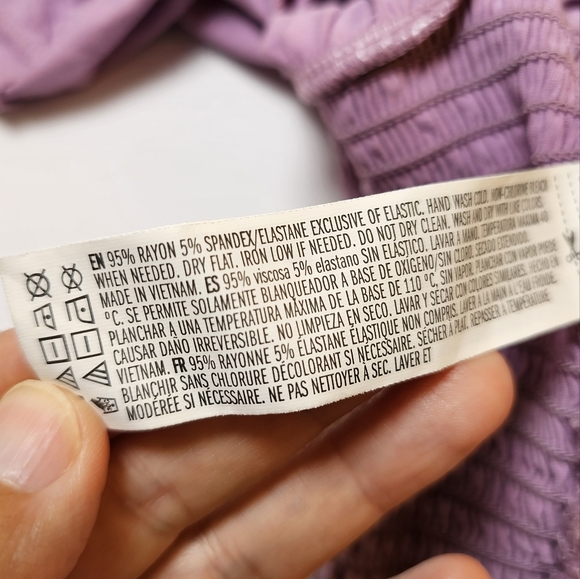 Forever 21 lavender purple knit short flare sleeve smocked waist crop top size S - Picture 6 of 6